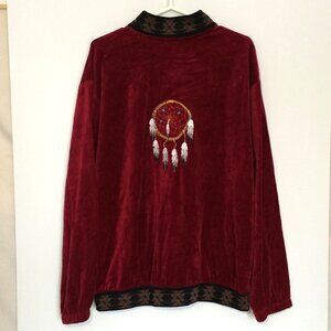 Milton Funwear Canada Mens Jacket Large Red Dreamcatcher Embroidery Full Zip